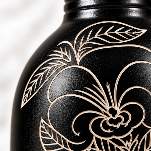 Floral Vine | Flower Vase, Silver Inlay, Black Pottery | Nizamabad, Azamgarh