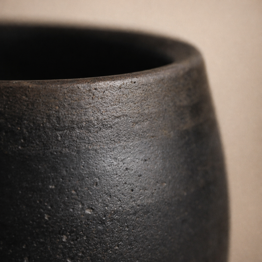 Belly Form Black Pottery Cup – Handcrafted | Azamgarh Terracotta Art
