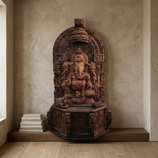 Jalivinayaka Pratishtha - Hand Carved in Poola Wood from Madhavamala, Andhra Pradesh