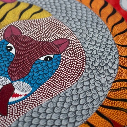 Twin Tigers — Hand Painted Gond Art from Madhya Pradesh