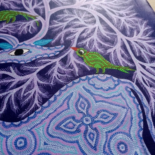 Deer Beneath the Speaking Tree - Hand Painted Animal Pithora art from Chhota Udaipur, Gujarat