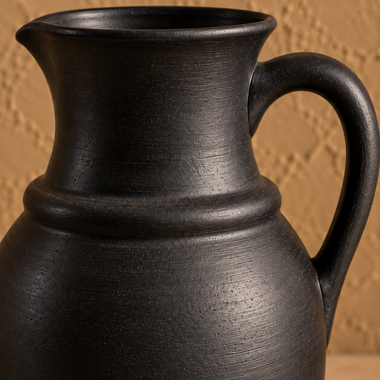 Ebony Pour | Pitcher Jug, Black Pottery | Nizamabad, Azamgarh