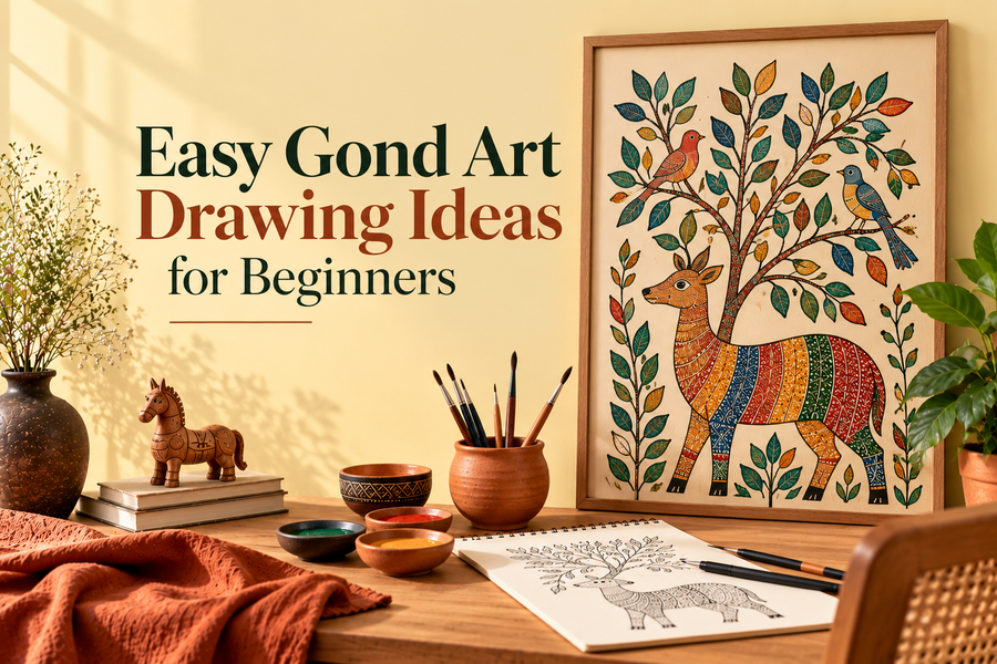 Easy Gond Art Drawing Ideas for Beginners