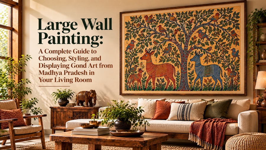 Large Wall Painting: A Complete Guide to Choosing, Styling, and Displaying Gond Art from Madhya Pradesh in Your Living Room