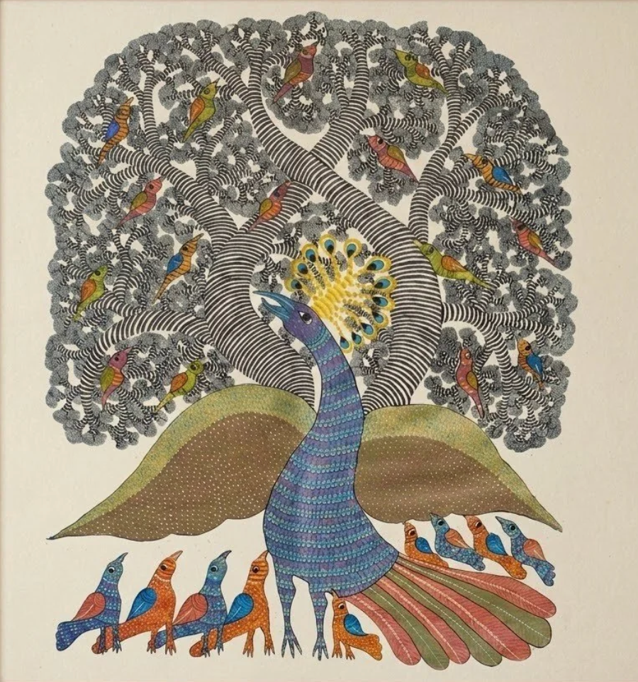 Bird Gond Painting Of Madhya Pradesh