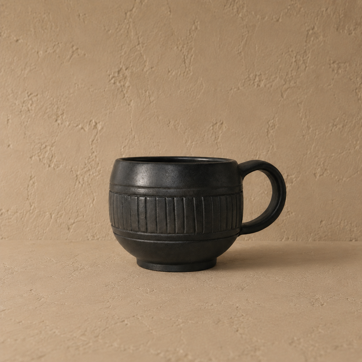 Ribbed Cup of Black Pottery– Handcrafted | Nizamabad, Azamgarh Terracotta Art