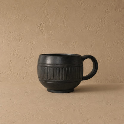 Ribbed Cup of Black Pottery– Handcrafted | Nizamabad, Azamgarh Terracotta Art