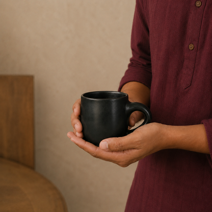 Classic Coffee Mug of Black Pottery– Handcrafted | Nizamabad, Azamgarh Terracotta Art