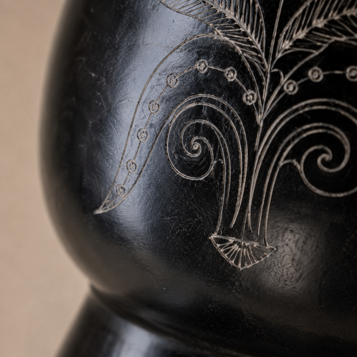 Regal Curve | Flower Vase, Silver Inlay, Black Pottery | Nizamabad, Azamgarh