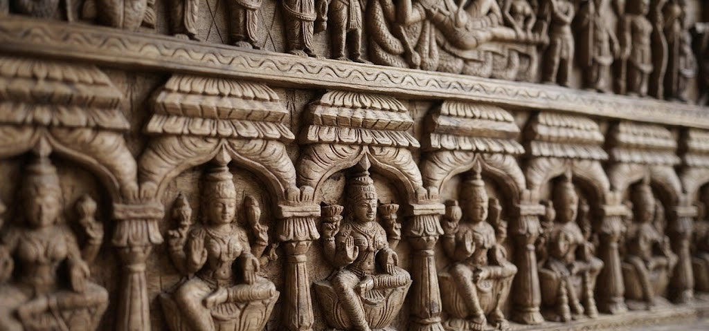 Dashavatara Aṣṭalakshmi Sabha Panel - Hand Carved in Poola Wood from Madhavamala, Andhra Pradesh