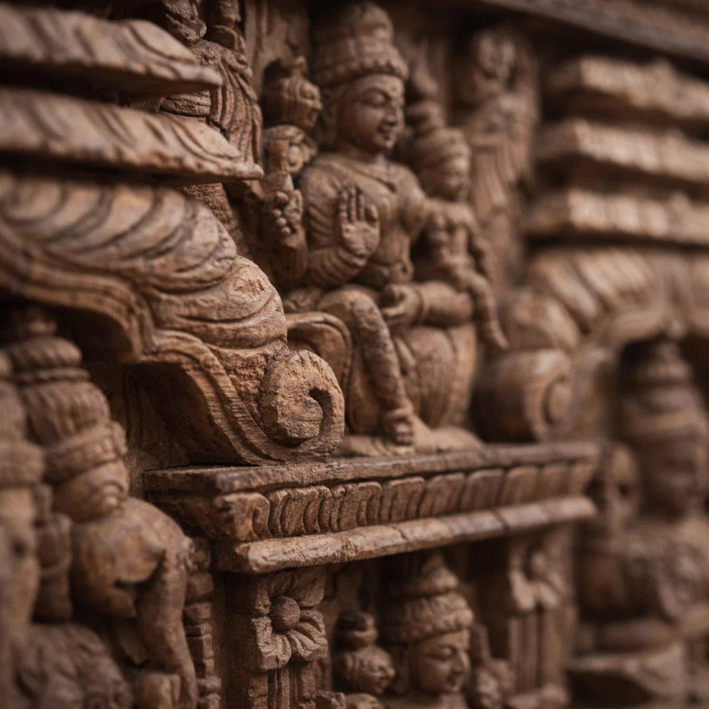 Close-up of intricate stone carvings on a wall