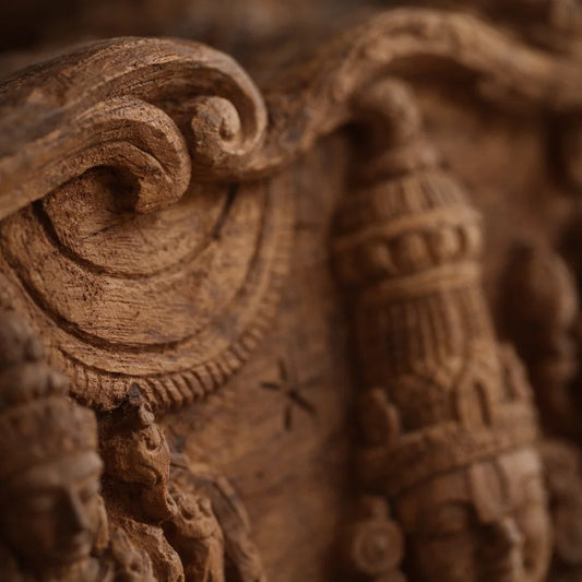 Vaikuntha Frieze - Hand Carved in Poola Wood from Madhavamala, Andhra Pradesh