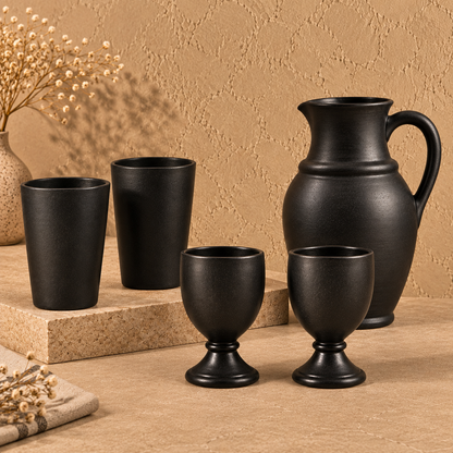 Heritage Flow | Pitcher & Dining Set, Black Pottery | Nizamabad, Azamgarh