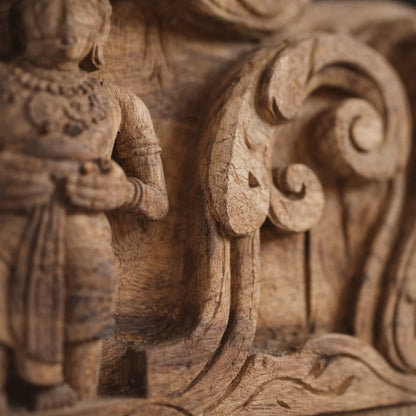 Meenakshi Kalyana Lintel -Hand Carved in Poola Wood from Madhavamala, Andhra Pradesh
