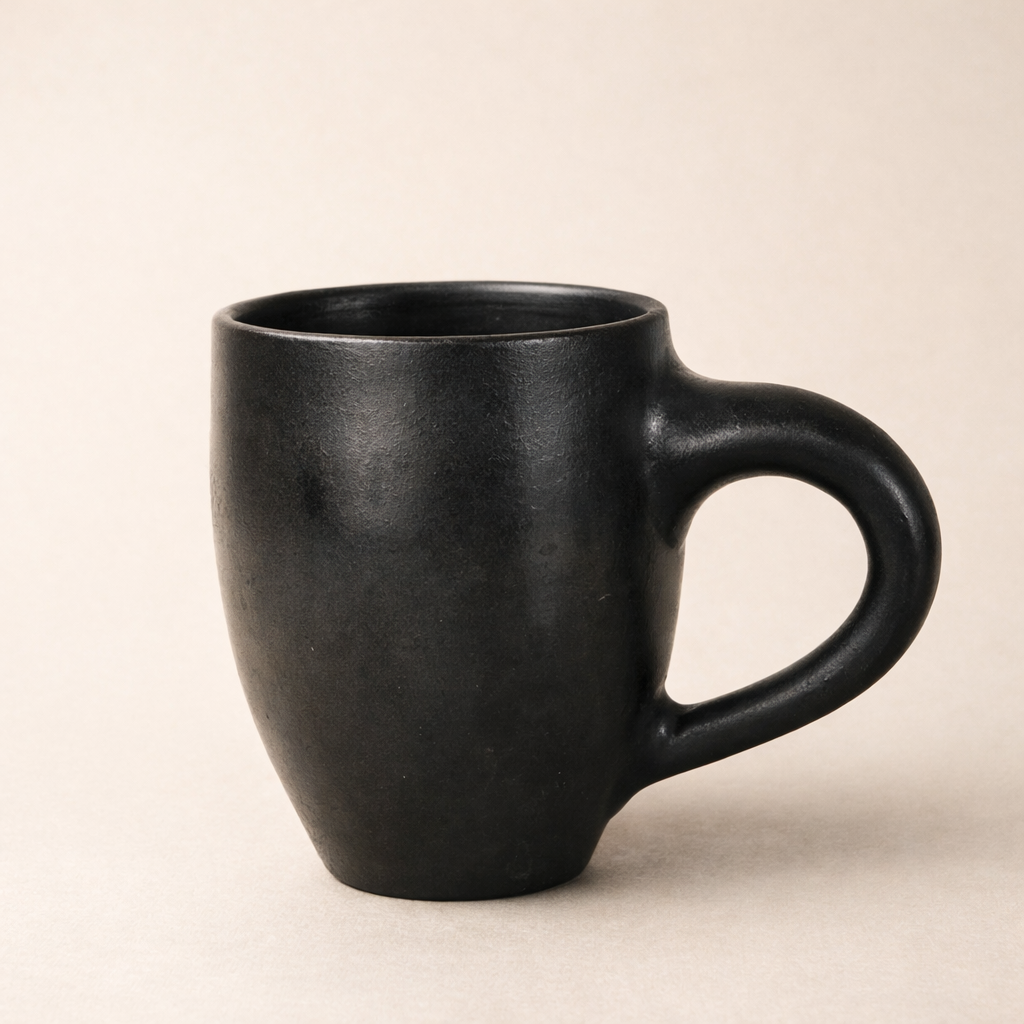 Classic Black Pottery Mug – Handcrafted Clay Coffee Cup | Azamgarh Terracotta Art