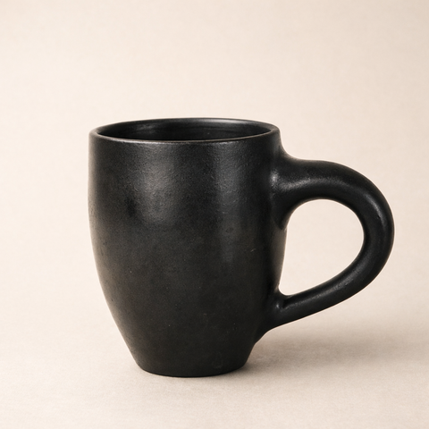 Classic Black Pottery Mug – Handcrafted Clay Coffee Cup | Azamgarh Terracotta Art