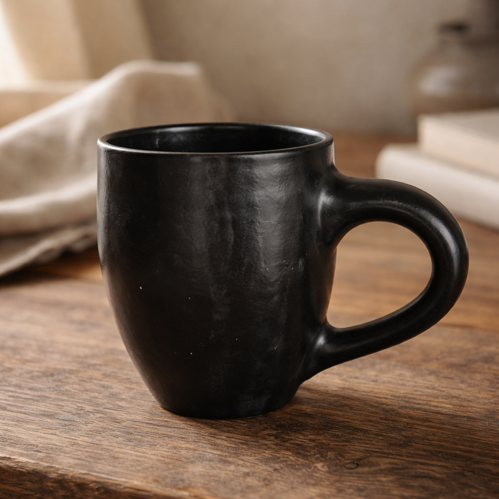 Classic Black Pottery Mug – Handcrafted Clay Coffee Cup | Azamgarh Terracotta Art