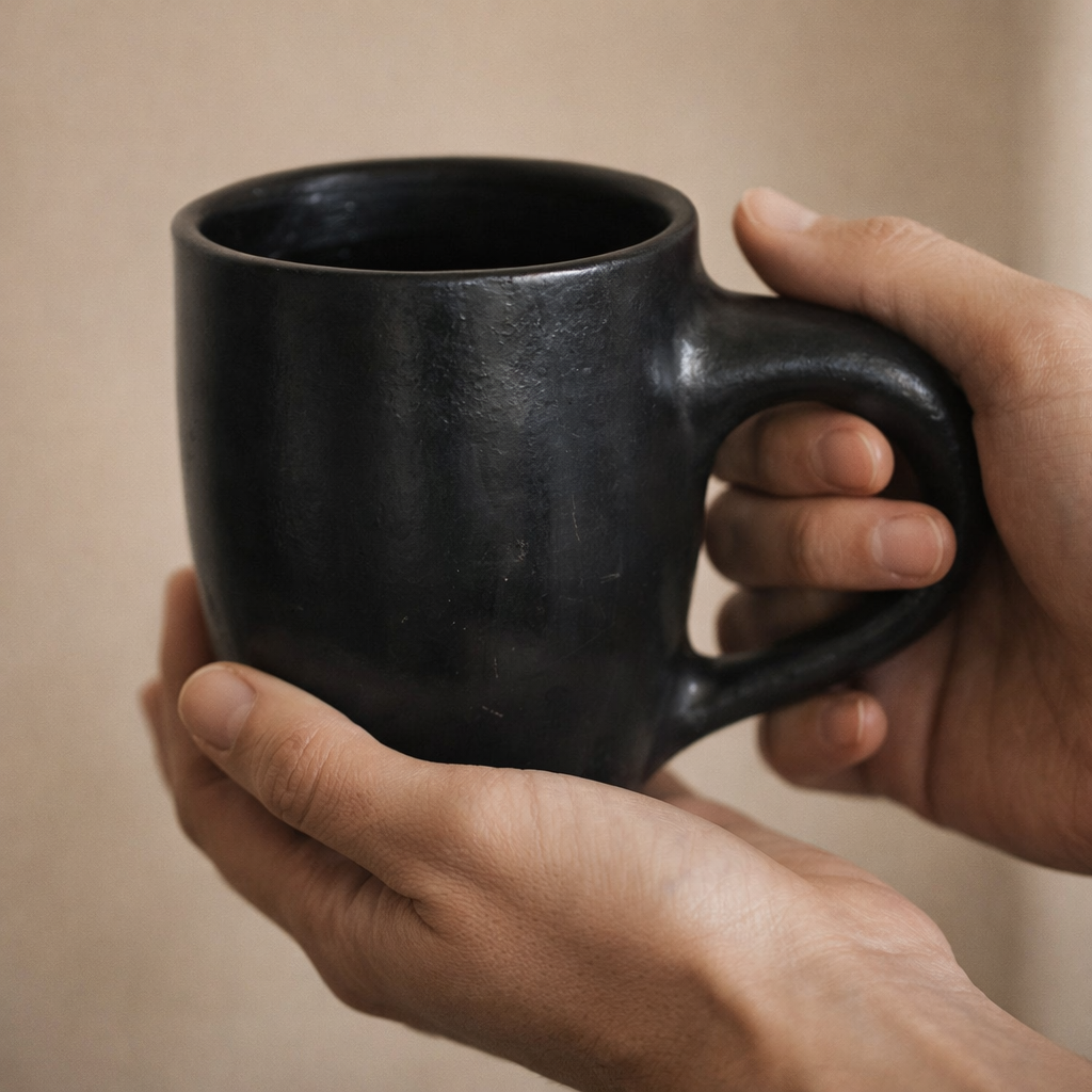 Classic Black Pottery Mug – Handcrafted Clay Coffee Cup | Azamgarh Terracotta Art