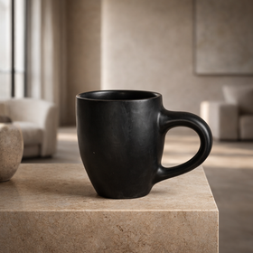 Classic Black Pottery Mug – Handcrafted Clay Coffee Cup | Azamgarh Terracotta Art
