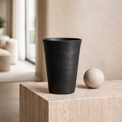 Minimal Black Pottery Tumbler – Handcrafted Clay Drinking Cup | Azamgarh Terracotta Art