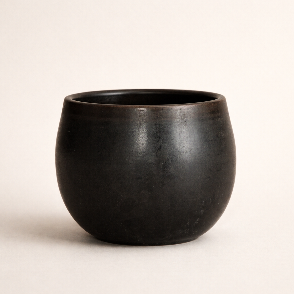 Belly Form Black Pottery Cup – Handcrafted | Azamgarh Terracotta Art