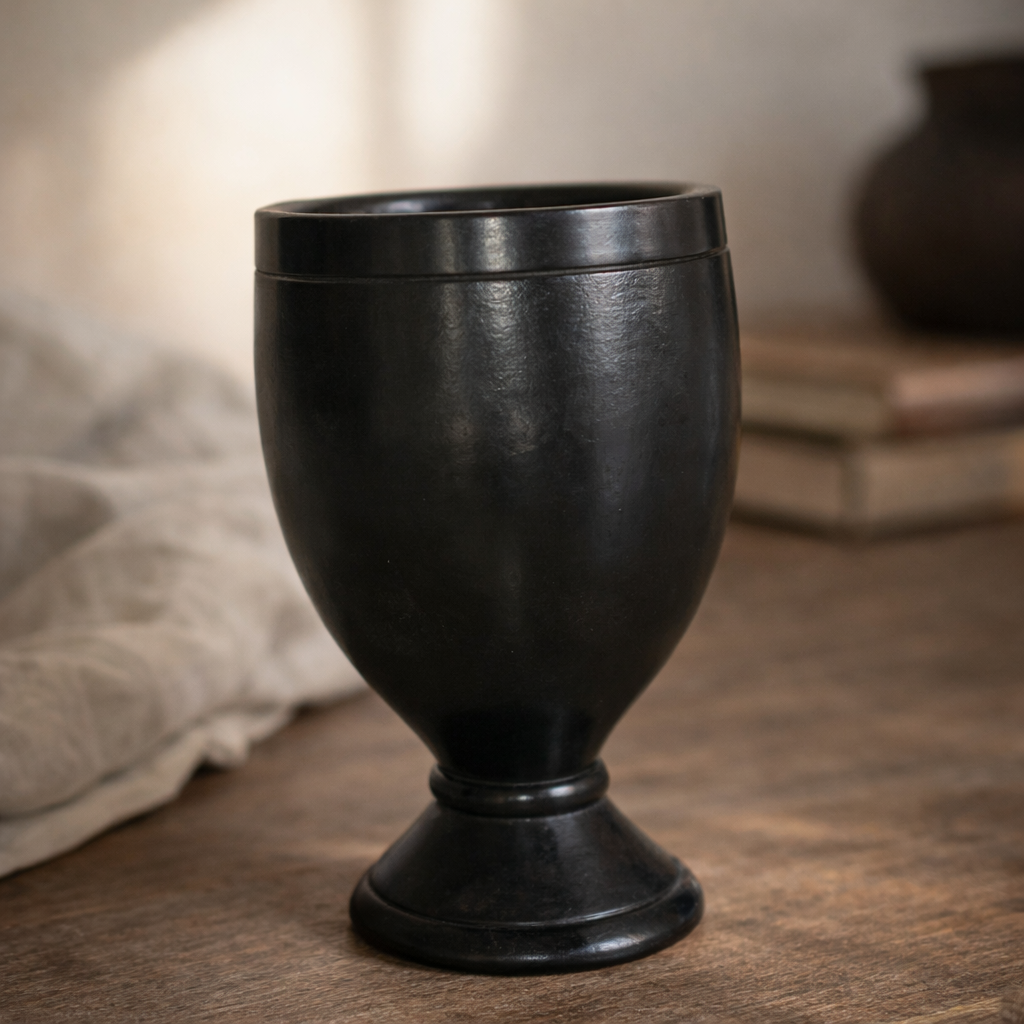 Black Pottery Goblet Cup – Handcrafted Clay Chalice | Azamgarh Terracotta Art