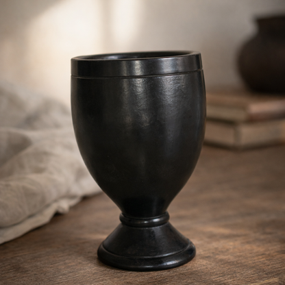 Black Pottery Goblet Cup – Handcrafted Clay Chalice | Azamgarh Terracotta Art