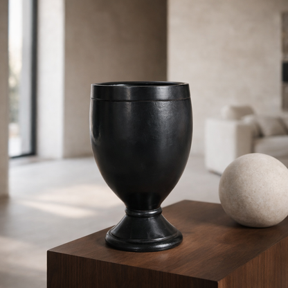 Black Pottery Goblet Cup – Handcrafted Clay Chalice | Azamgarh Terracotta Art