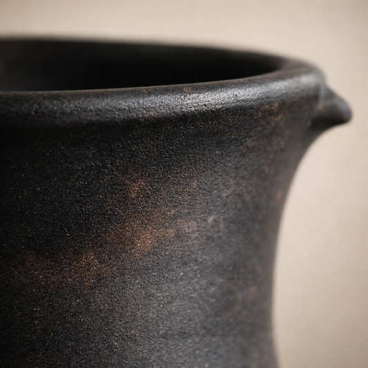 Lidded Black Pottery Jug – Handcrafted Clay Pitcher | Azamgarh Terracotta Art