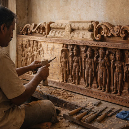 Dasavatara Gopuram Lintel - منحوت يدويًا في خشب البولا من مادافامالا، أندرا براديش