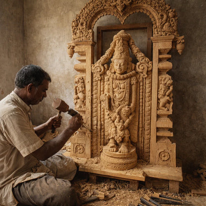 Venkateswara Garbha Mandap -Hand Carved in Poola Wood from Madhavamala, Andhra Pradesh