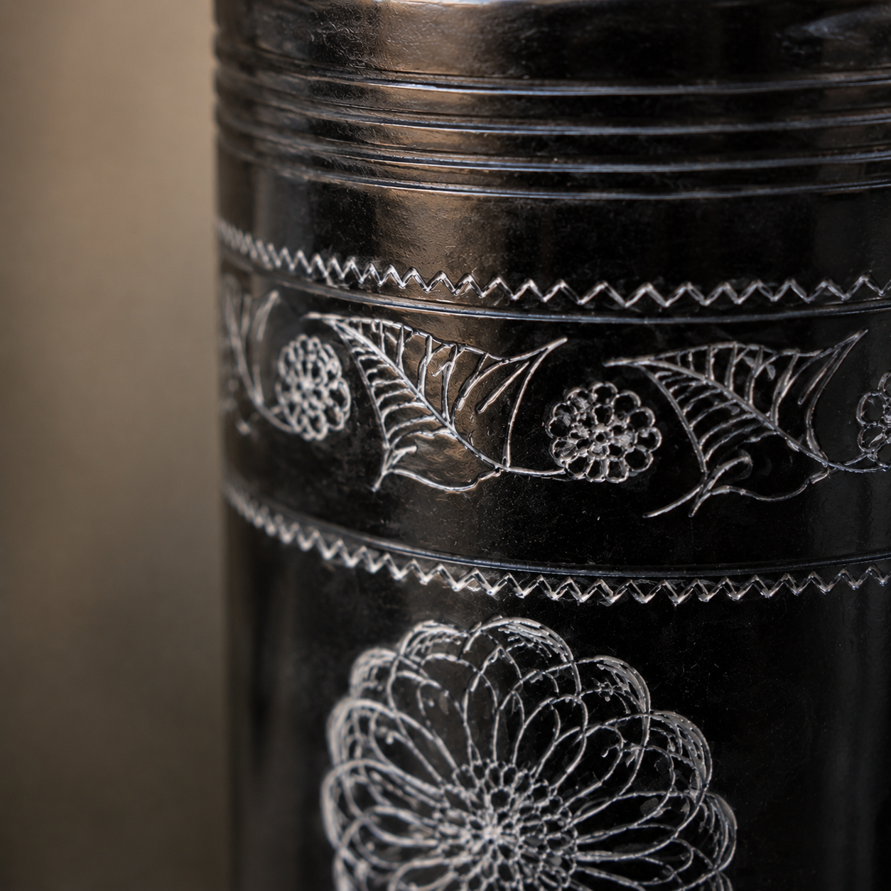 Obsidian Scepter | Flower Vase, Silver Inlay, Black Pottery | Nizamabad, Azamgarh