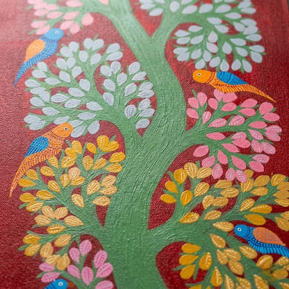 Tree of Birds — Hand Painted Gond Art from Madhya Pradesh