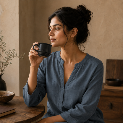 Ribbed Base Cup of Black Pottery– Handcrafted | Nizamabad, Azamgarh Terracotta Art