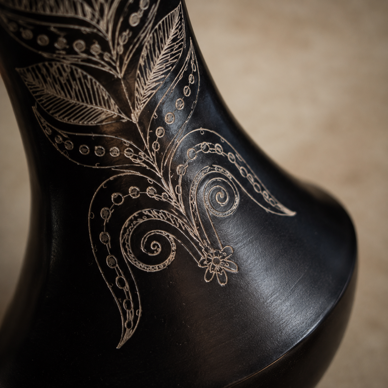 The Spire | Flower Vase, Silver Inlay, Black Pottery | Nizamabad, Azamgarh