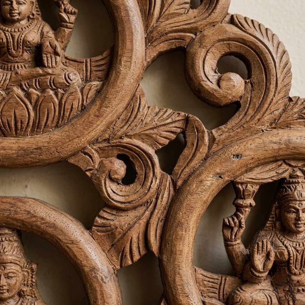 Ashta Lakshmi Mandala - Hand Carved in Poola Wood from Madhavamala, Andhra Pradesh