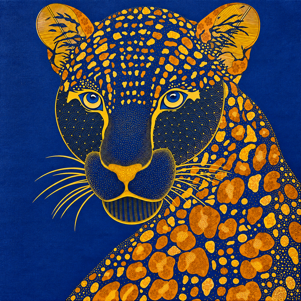 Leopard Portrait — Hand Painted Gond Art from Madhya Pradesh