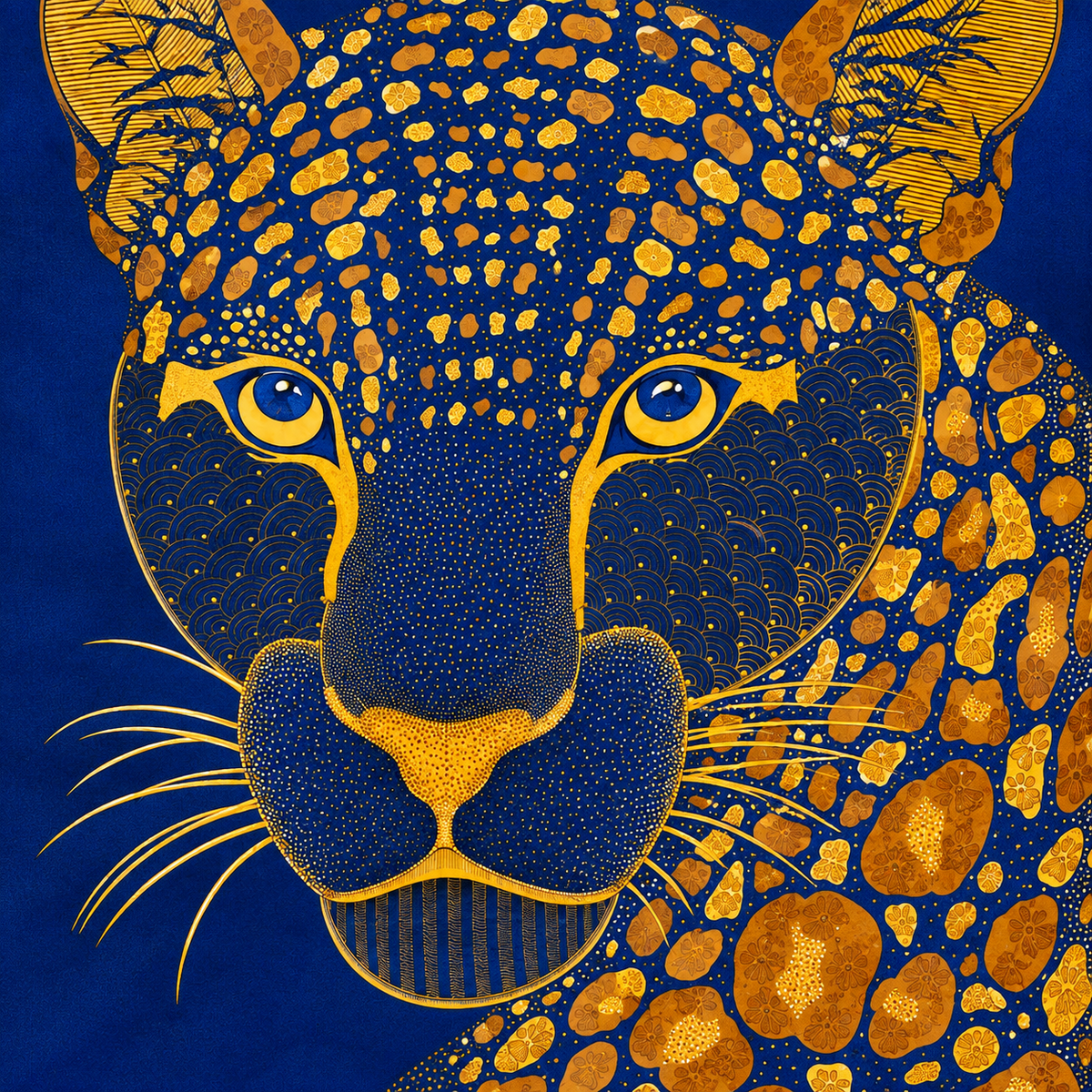 Leopard Portrait — Hand Painted Gond Art from Madhya Pradesh