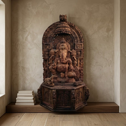 Jalivinayaka Pratishtha - Hand Carved in Poola Wood from Madhavamala, Andhra Pradesh