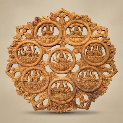 Ashta Lakshmi Mandala - Hand Carved in Poola Wood from Madhavamala, Andhra Pradesh