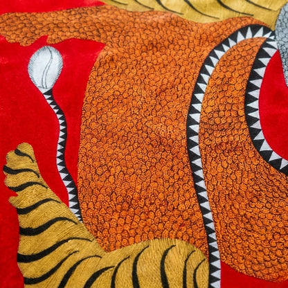 Twin Tigers in Motion — Hand Painted Gond Art from Madhya Pradesh