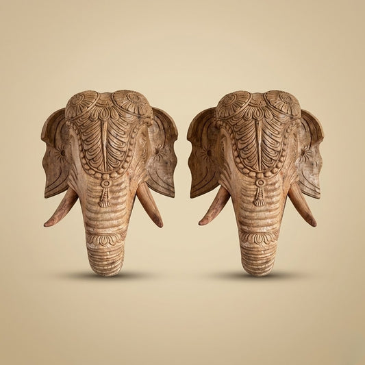 Gaja Dvara Pair - Hand Carved in Poola Wood from Madhavamala, Andhra Pradesh