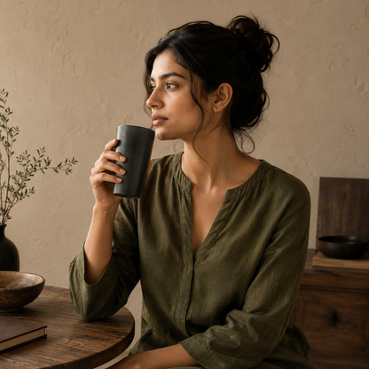 Minimal Tumbler Drinking Cup of Black Pottery– Handcrafted | Nizamabad, Azamgarh Terracotta Art