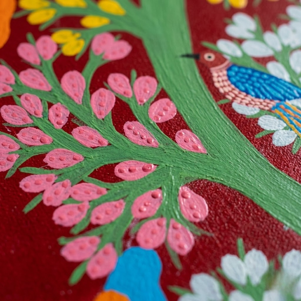 Tree of Birds — Hand Painted Gond Art from Madhya Pradesh