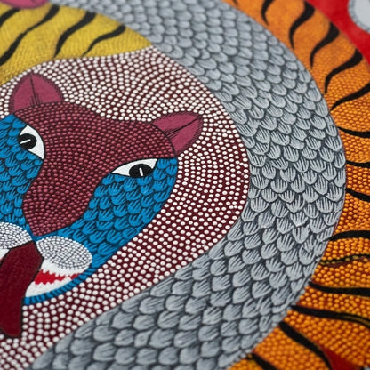 Twin Tigers — Hand Painted Gond Art from Madhya Pradesh
