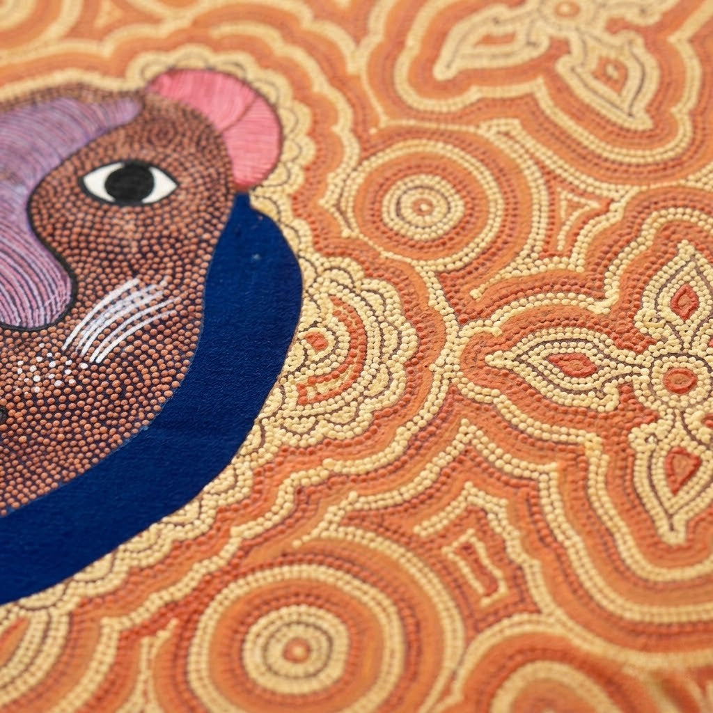 Tiger in Patient Stillness - Hand Painted Pithora art from Chhota Udaipur, Gujarat