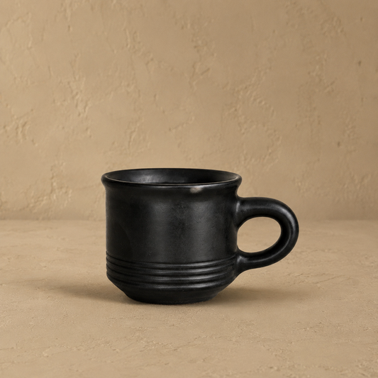 Ribbed Base Cup of Black Pottery– Handcrafted | Nizamabad, Azamgarh Terracotta Art