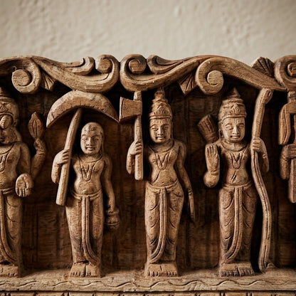 Ten Incarnations Processional Panel - Hand Carved in Poola Wood from Madhavamala, Andhra Pradesh