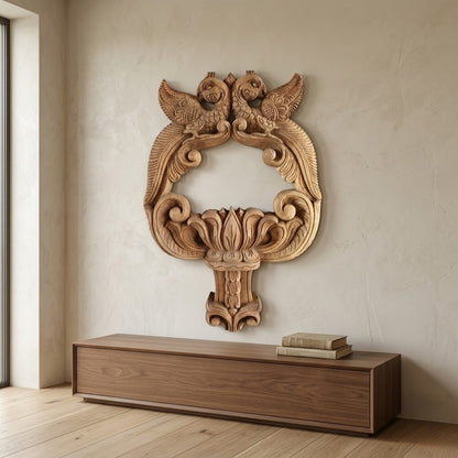 Dwi-Suka Pratibimba Frame - Hand Carved in Poola Wood from Madhavamala, Andhra Pradesh