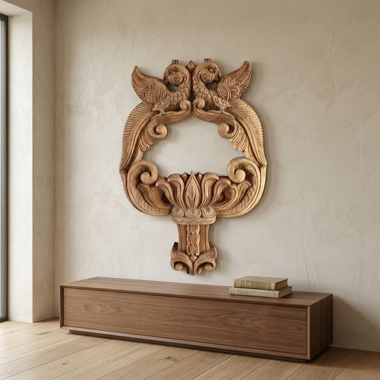 Dwi-Suka Pratibimba Frame - Hand Carved in Poola Wood from Madhavamala, Andhra Pradesh